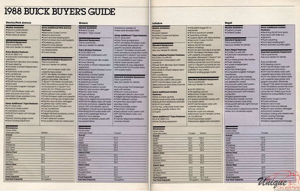 1988 Buick Prestige Brochure Page 2